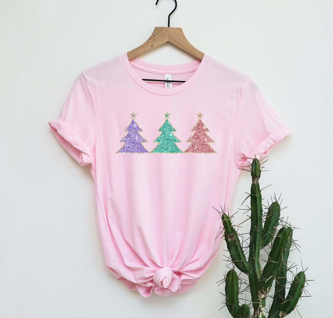 Faux Glitter Trees Graphic Tee