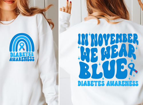 November We Wear Blue Diabetes Awareness Graphic Tee