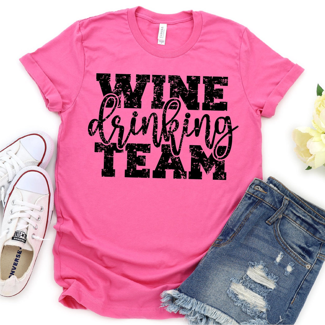 Wine Drinking Team Adult Screen Print Shirt