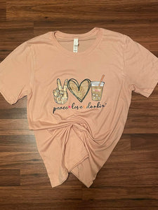 Peace Love Coffee Adult Screen Print Shirt