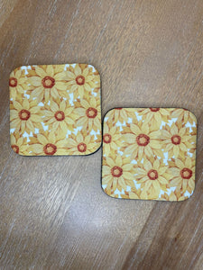 Yellow Floral House Coasters