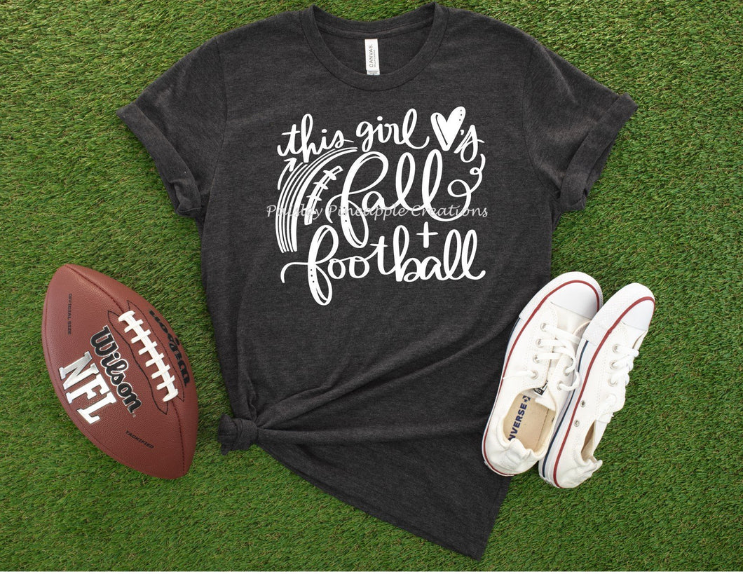 This Girl Loves Fall & Football Adult Screen Print Shirt