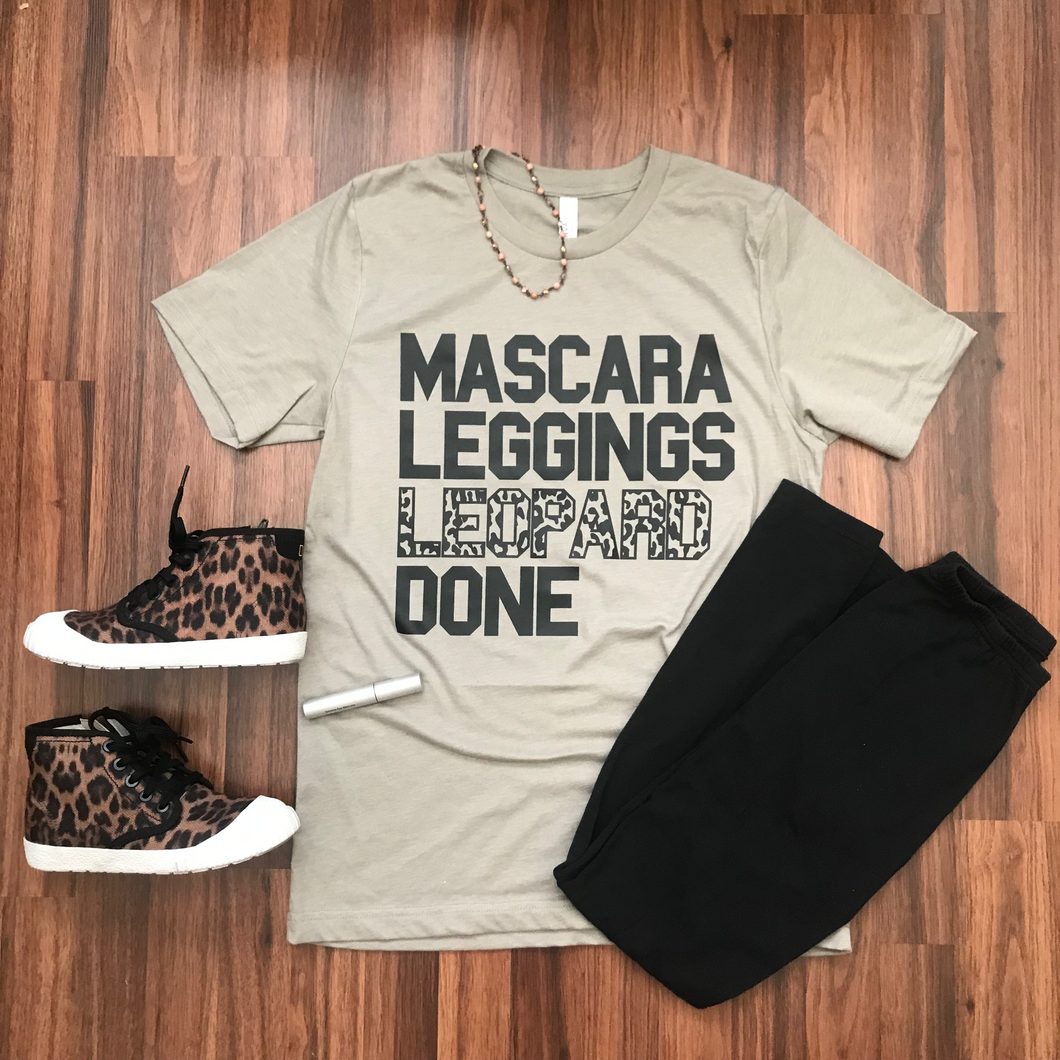 Mascara Leggings Leopard Done Adult Screen Print Shirt