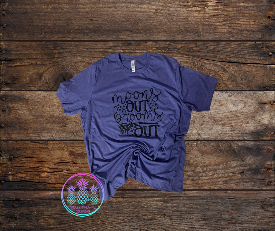 Moons Out Brooms Out Adult Screen Print Shirt