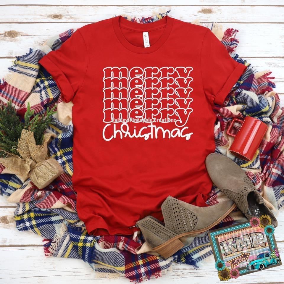 Merry Merry Christmas Adult Screen Print Shirt