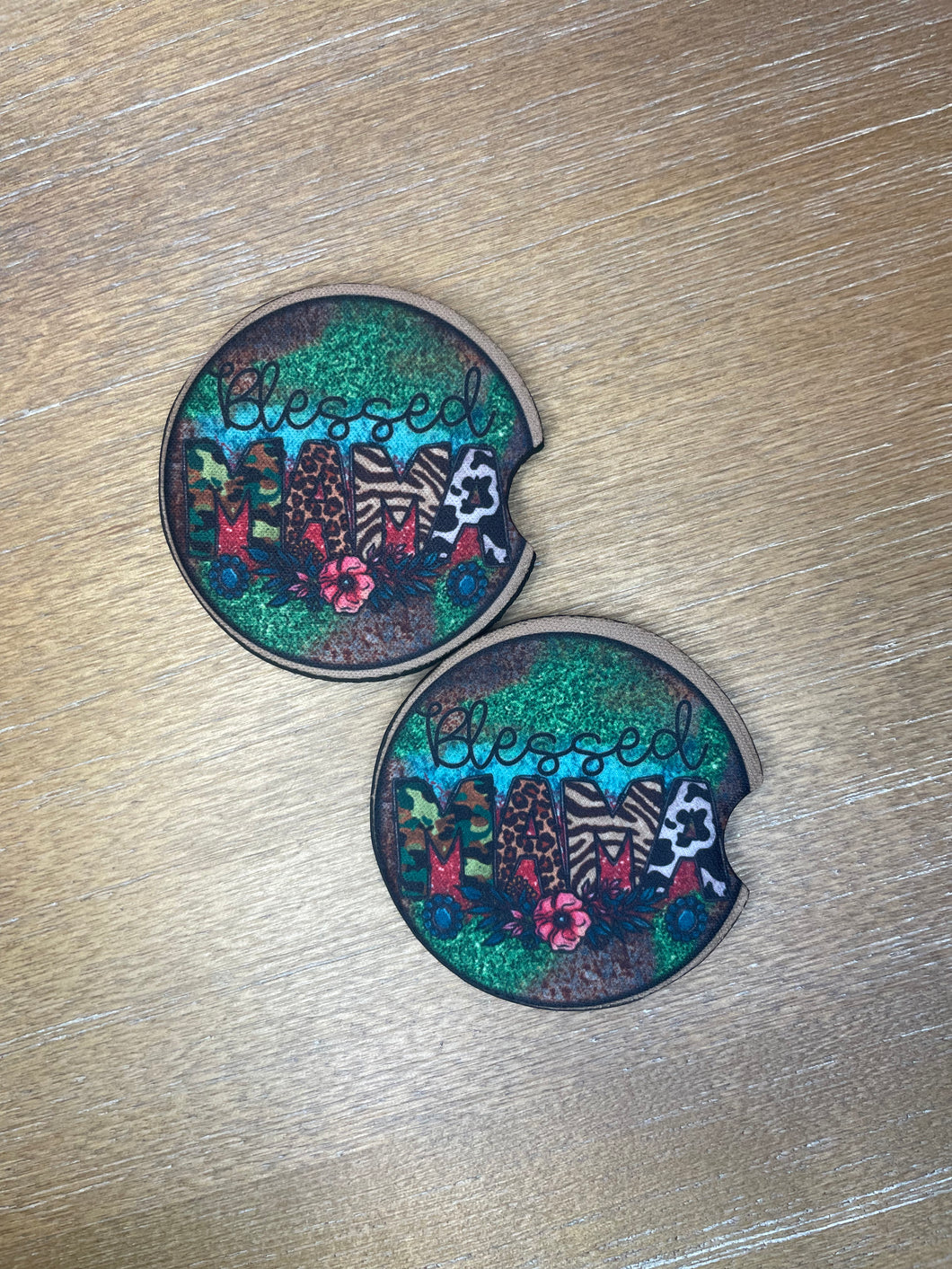 Blessed Mama (Jungle Vibes) Car Coasters