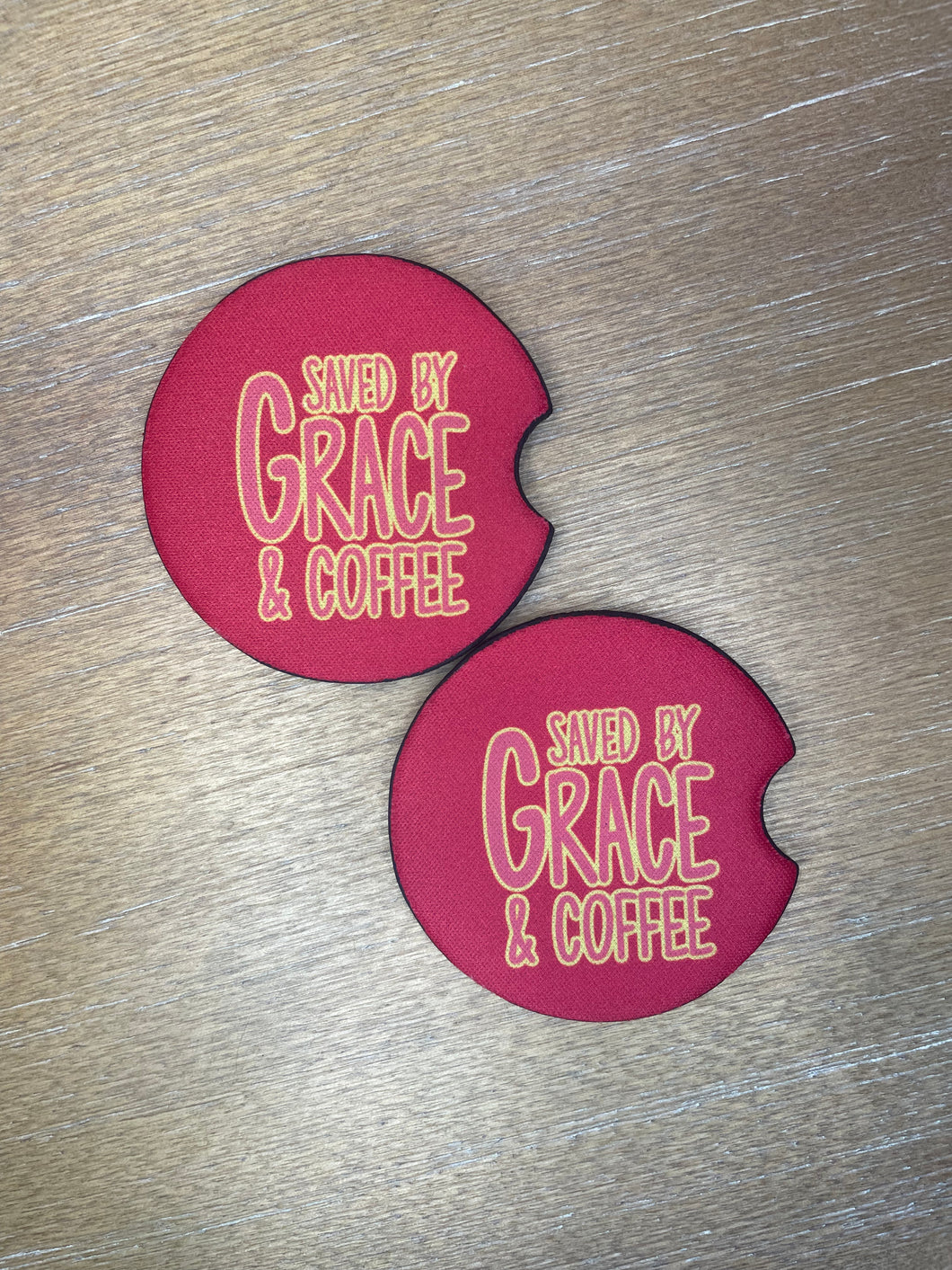 Saved By Grace & Coffee Car Coasters