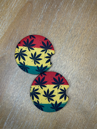 Striped Weed 420 Car Coasters